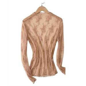 NEW ACCITY women's sexy mesh blouse in coffee